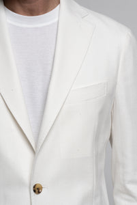 Two Button Blazer in Micro Effect Fabric White
