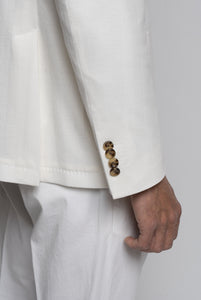 Two Button Blazer in Micro Effect Fabric White