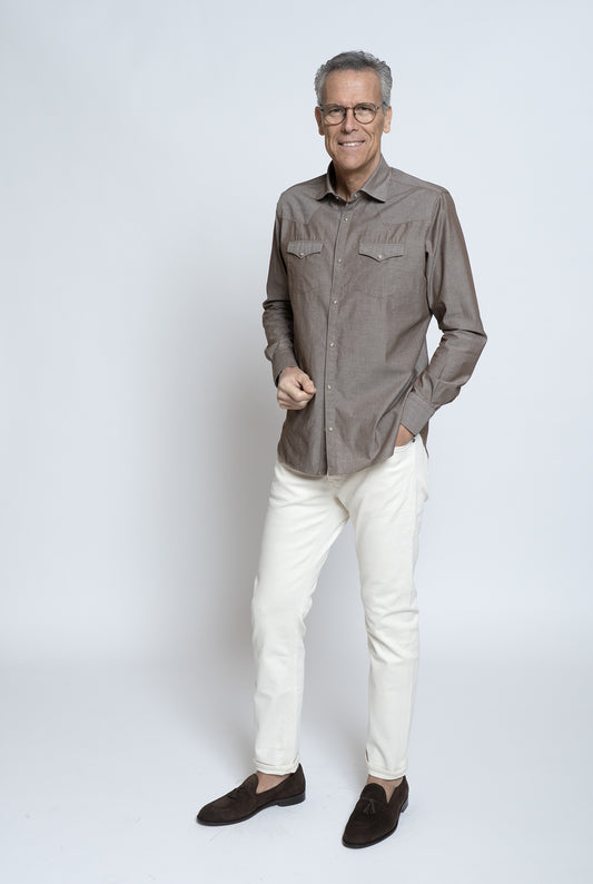 Bolzonella Shirt in White Denim