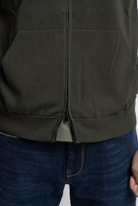 Gilet in Cotone con Tasche frontali e Zip Verde Militare
