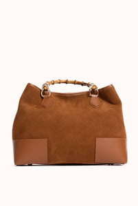 Borsa Betty in Suede con manici in bamboo