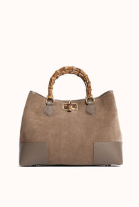 Borsa Betty in Suede con manici in bamboo