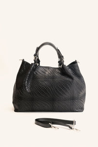 Marta maxi borsa in pelle stampa intreccio Nero