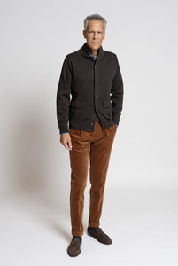 Cardigan Collo Alto in Lana Merino Testa di Moro