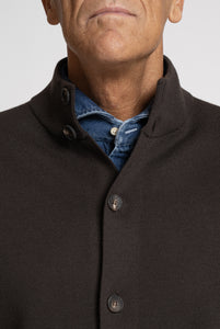 Cardigan Collo Alto in Lana Merino Testa di Moro