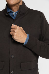 Cardigan Collo Alto in Lana Merino Testa di Moro
