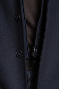Cappotto in Lana con Collo e Petto  trapuntato staccabile Navy - Realizzabile Anche Su Misura