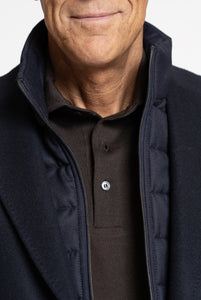 Cappotto in Lana con Collo e Petto  trapuntato staccabile Navy - Realizzabile Anche Su Misura