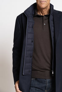 Cappotto in Lana con Collo e Petto  trapuntato staccabile Navy - Realizzabile Anche Su Misura