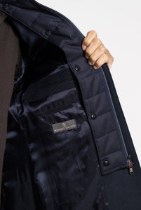 Cappotto in Lana con Collo e Petto  trapuntato staccabile Navy - Realizzabile Anche Su Misura
