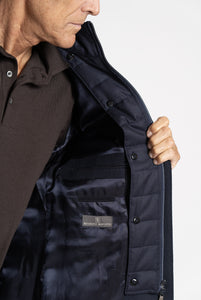 Cappotto in Lana con Collo e Petto  trapuntato staccabile Navy - Realizzabile Anche Su Misura