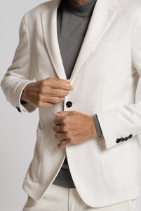 Blazer Mopetto in Lana Spigata color crema
