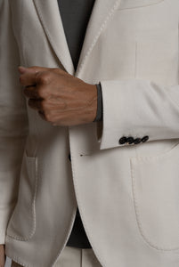 Blazer Mopetto in Lana Spigata color crema