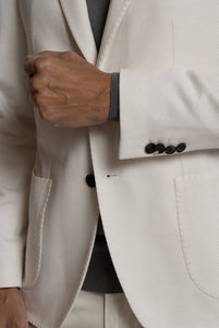 Blazer Mopetto in Lana Spigata color crema