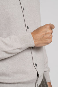 Cardigan in misto cashmere con collo alto Beige Chiaro