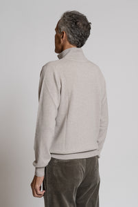 Cardigan in misto cashmere con collo alto Beige Chiaro