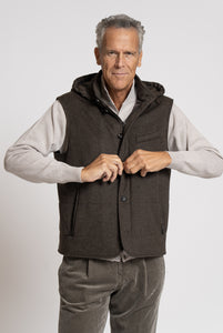 Gilet in tessuto Loro Piana Green Storm System Taupe Scuro Melange - Realizzabile Anche in Tessuto Su Misura