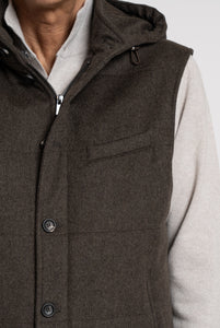Gilet in tessuto Loro Piana Green Storm System Taupe Scuro Melange - Realizzabile Anche in Tessuto Su Misura