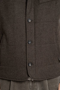 Gilet in tessuto Loro Piana Green Storm System Taupe Scuro Melange - Realizzabile Anche in Tessuto Su Misura