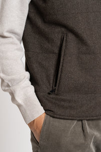 Gilet in tessuto Loro Piana Green Storm System Taupe Scuro Melange - Realizzabile Anche in Tessuto Su Misura