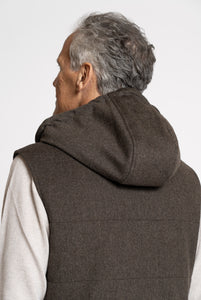 Gilet in tessuto Loro Piana Green Storm System Taupe Scuro Melange - Realizzabile Anche in Tessuto Su Misura