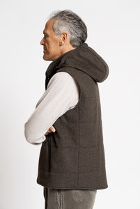 Gilet in tessuto Loro Piana Green Storm System Taupe Scuro Melange - Realizzabile Anche in Tessuto Su Misura