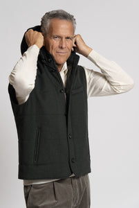 Gilet in tessuto Loro Piana Green Storm System Grigio Scuro Melange - Realizzabile Anche in Tessuto Su Misura