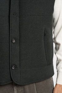 Gilet in tessuto Loro Piana Green Storm System Grigio Scuro Melange - Realizzabile Anche in Tessuto Su Misura