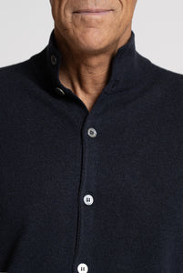 Cardigan in Misto cashmere con collo alto Navy