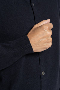 Cardigan in Misto cashmere con collo alto Navy