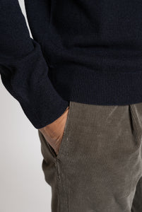 Cardigan in Misto cashmere con collo alto Navy