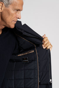 Cappotto in Tessuto Tecnico Olmetex con Collo e Petto  trapuntato staccabile Blu - Realizzabile Anche Su Misura