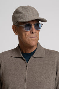 Cardigan in Misto Cashmere con Zip frontale, Beige Scuro Melange