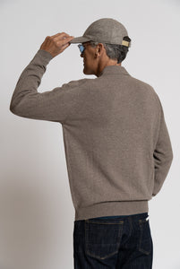 Cardigan in Misto Cashmere con Zip frontale, Beige Scuro Melange