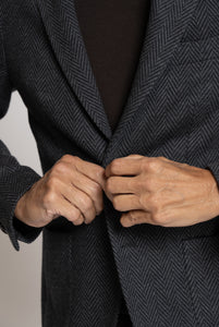 Blazer Mopetto in Lana Spigata Grigio e Navy