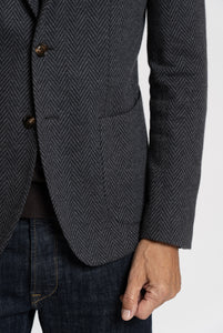 Blazer Mopetto in Lana Spigata Grigio e Navy