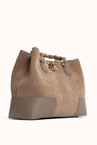 Borsa Betty in Suede con manici in bamboo