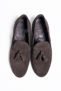 Loafer mit Quasten aus glänzendem schwarzem Kalbsleder