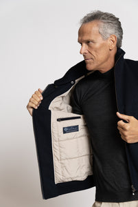 Giubbotto in Tessuto Loro Piana Green Storm System Navy - Relaizzabile Anche Su Misura