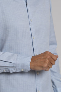 Camicia in Flanella di Cotone Azzurro Melnage