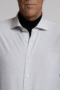 Camicia in Flanella di Cotone Grigio Chiaro Melange