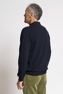 Cardigan in Misto Cashmere con Zip frontale, Navy
