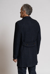 Cappotto doppiopetto in lana pied-de-poule, Navy e blu