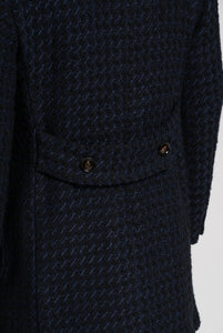 Cappotto doppiopetto in lana pied-de-poule, Navy e blu