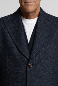 Cappotto monopetto in lana spigata, Blu e navy