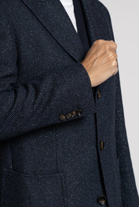 Cappotto monopetto in lana spigata, Blu e navy