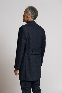 Cappotto monopetto in lana spigata, Blu e navy