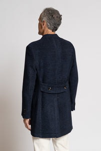 Cappotto monopetto in lana Fantasia Diagonale Blu e Navy