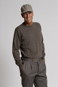 Maglia girocollo in puro cashmere Taupe