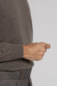 Maglia girocollo in puro cashmere Taupe